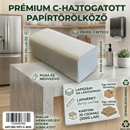 Kéztörlő_ fehér, 2 rétegű, 100% cellulóz